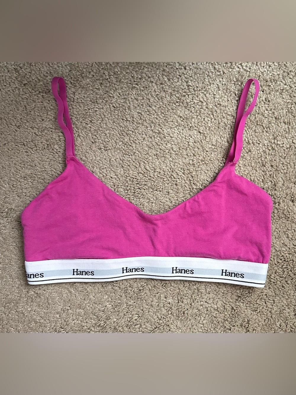 Hanes Hot Pink Wireless Bralette with Logo Elastic Band